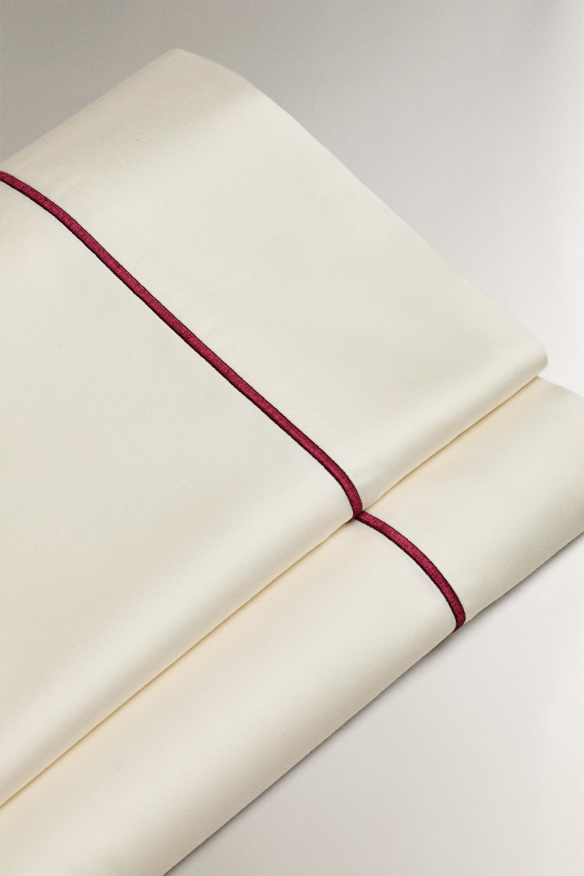 SATEEN FLAT SHEET WITH EMBROIDERED EDGE